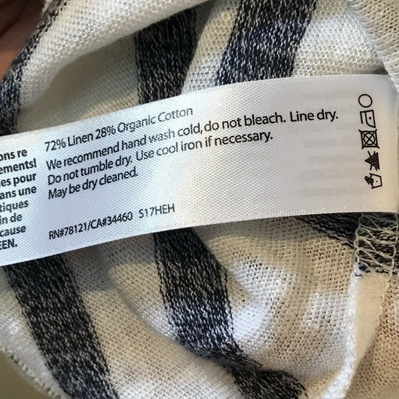 Eileen Fisher Linen/Organic Cotton Stripe V-Neck M - Picture 5 of 5